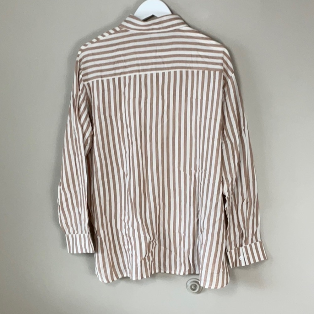 OMSJ Women's Striped Button Down Shirts brown - Picture 4 of 8
